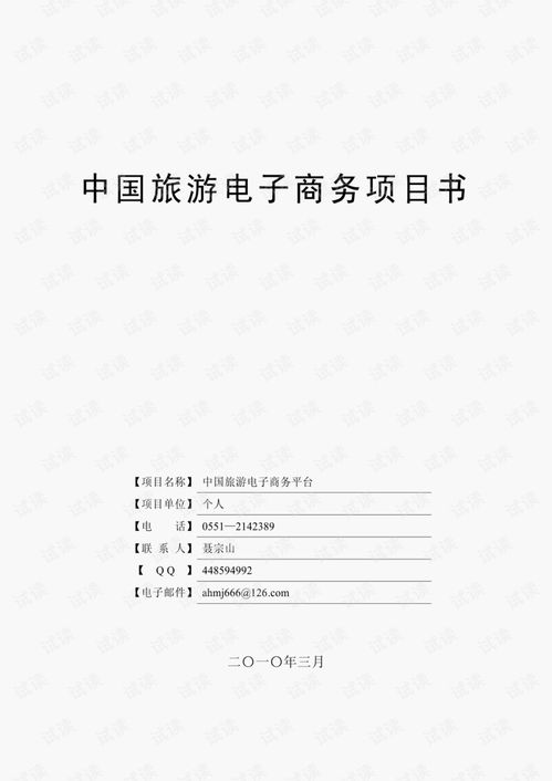 中国旅游电子商务项目计划书